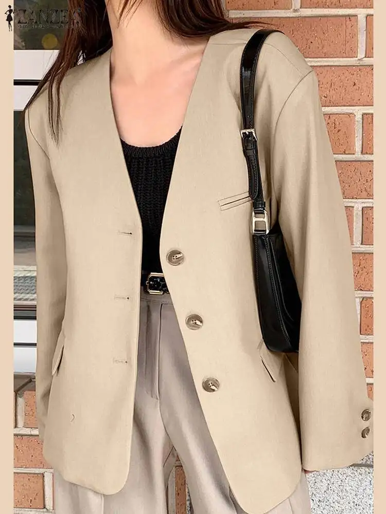Fashion Long Sleeve Blazer ZANZEA Elegant Women Fake Pocket Jacket 2023 Summer Sexy V Neck Outerwear Casual Solid Color Coats
Fashion Long Sleeve Blazer ZANZEA Elegant Women Fake Pocket Jacket 2023 Summer Sexy V Neck Outerwear Casual Solid Color Coats