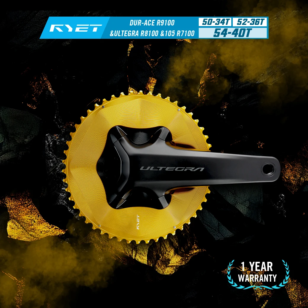 RYET Aero Chainring 50-34T 52-36T 54-42T for Shimano 12-Speed 2x Road Bike Groupsets CNC Aluminum Black/Silver
RYET Aero Chainring 50-34T 52-36T 54-42T for Shimano 12-Speed 2x Road Bike Groupsets CNC Aluminum Black/Silver