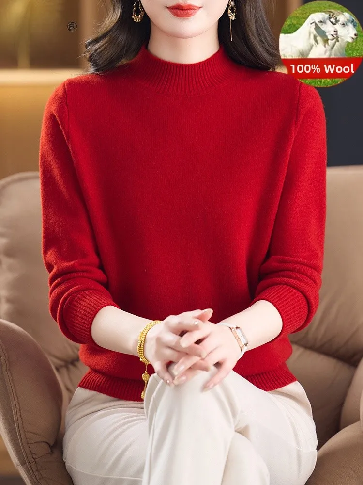 Осенне-зимний женский шерстяной свитер с высоким воротником, вязаный топ, теплый базовый слой, для среднего возраста и ли
Осенне-зимний женский шерстяной свитер с высоким воротником, вязаный топ, теплый базовый слой, для среднего возраста и ли