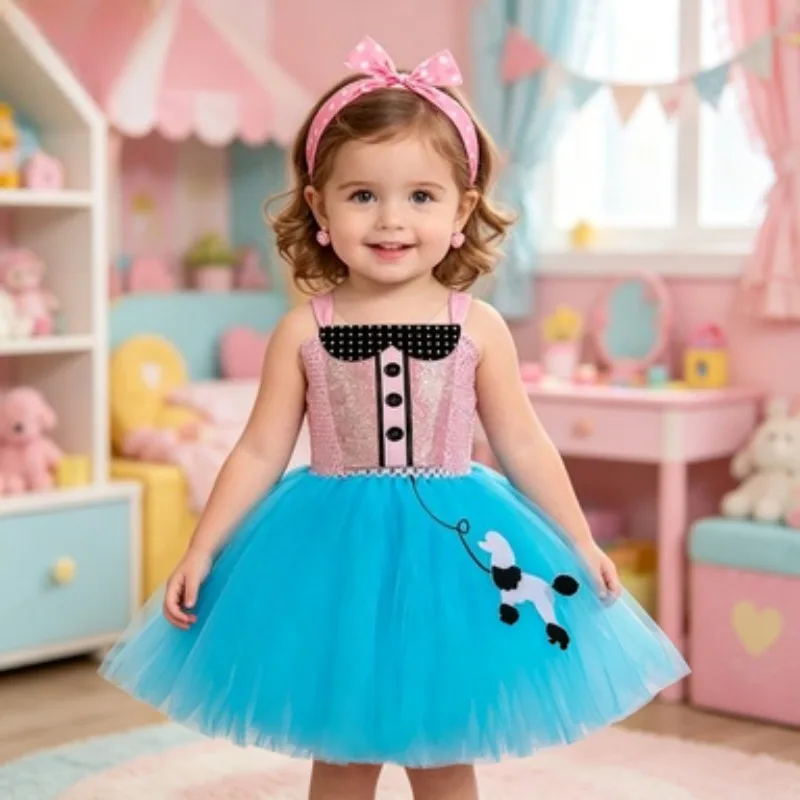 Retro 1950s Pink Blue Poodle Tutu Dress for Girls,50s Themed Princess Costume Perfect Halloween,Birthday Party Dress Up Events
Retro 1950s Pink Blue Poodle Tutu Dress for Girls,50s Themed Princess Costume Perfect Halloween,Birthday Party Dress Up Events