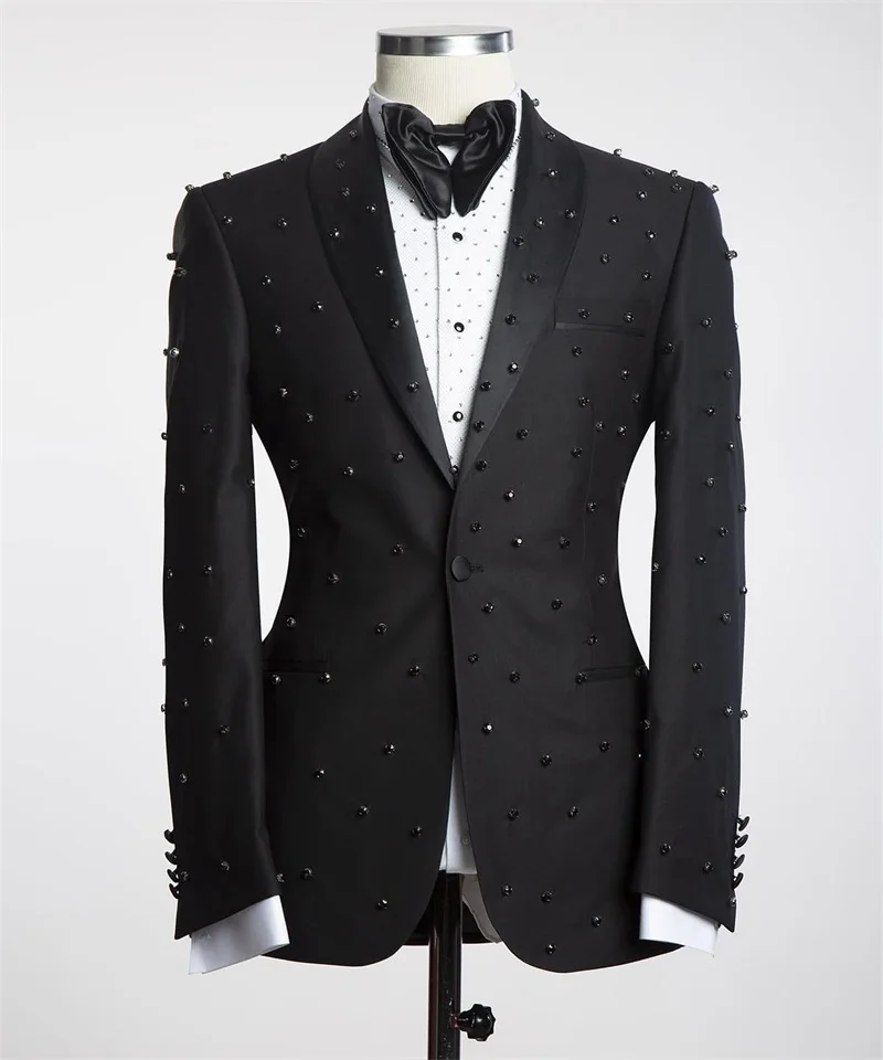 Groom Men Suits Set 2 Piece Black Beaded Blazer+Pant Business Prom Wedding Tuxedo Customized Formal Office Jacket Trousers
Groom Men Suits Set 2 Piece Black Beaded Blazer+Pant Business Prom Wedding Tuxedo Customized Formal Office Jacket Trousers
