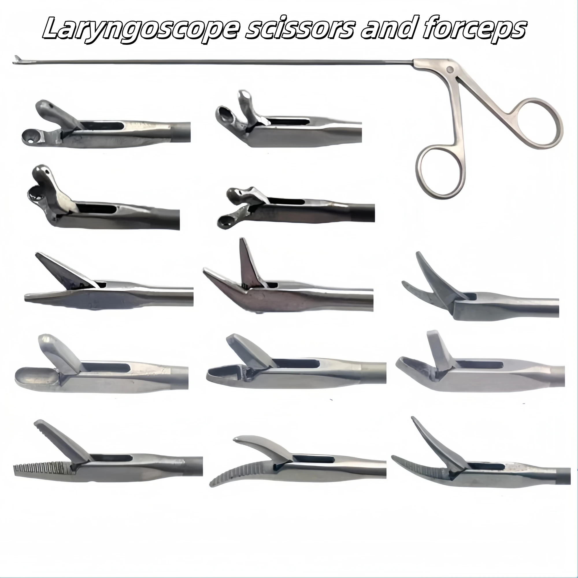 laryngoscope scissors hypopharyngoscope vocal cords polyp forceps cup forceps straight curved scissors dissociator ENT
laryngoscope scissors hypopharyngoscope vocal cords polyp forceps cup forceps straight curved scissors dissociator ENT