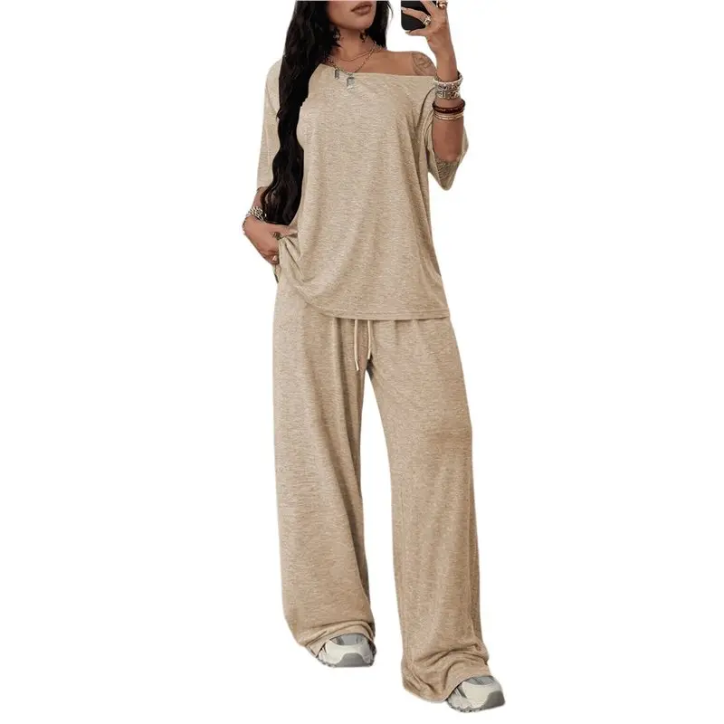 NEW-Women's 2 Piece Lounge Sets Off Shoulder Oversized Short Sleeve Tops Casual Wide Leg Pant Set
NEW-Women's 2 Piece Lounge Sets Off Shoulder Oversized Short Sleeve Tops Casual Wide Leg Pant Set