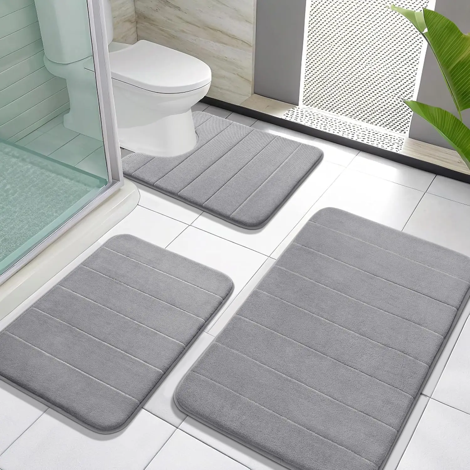Memory Foam Bath Mat Set - Super Soft, Quick Dry, Non-Slip for Bathroom, Gray
Memory Foam Bath Mat Set - Super Soft, Quick Dry, Non-Slip for Bathroom, Gray