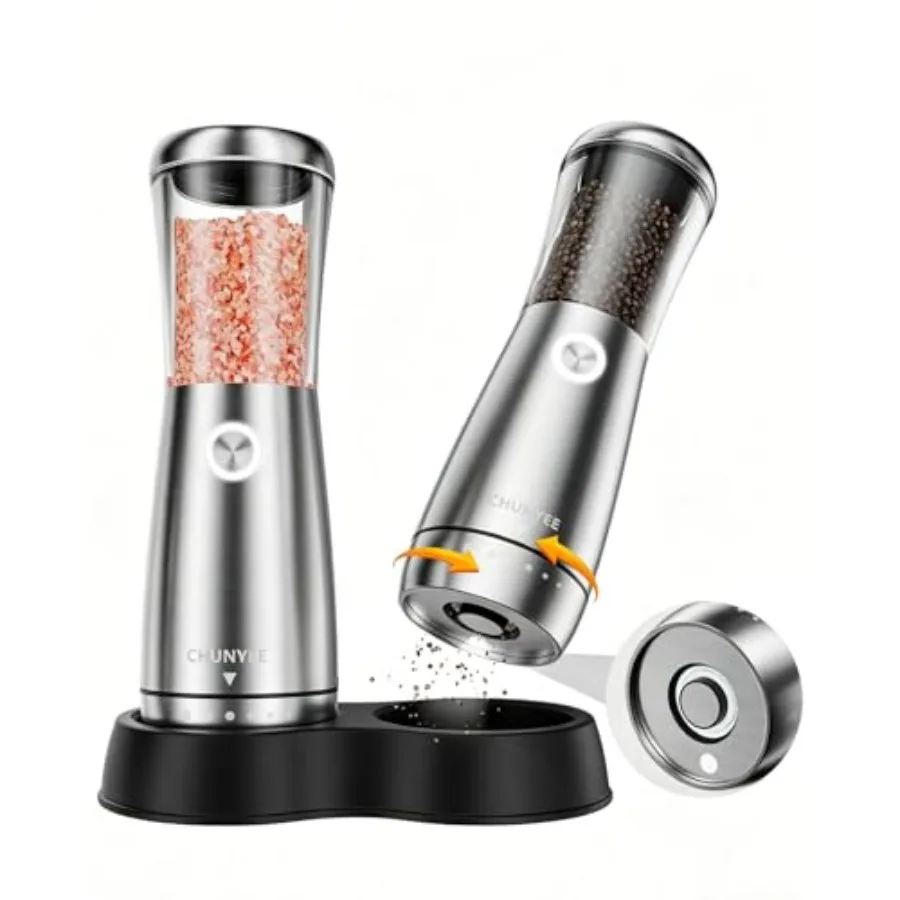 Electric Salt and Pepper Grinder Set - Automatic Stainless Steel Rechargeable Salt and Pepper Grinder Set with Storage Base Lar
Electric Salt and Pepper Grinder Set - Automatic Stainless Steel Rechargeable Salt and Pepper Grinder Set with Storage Base Lar