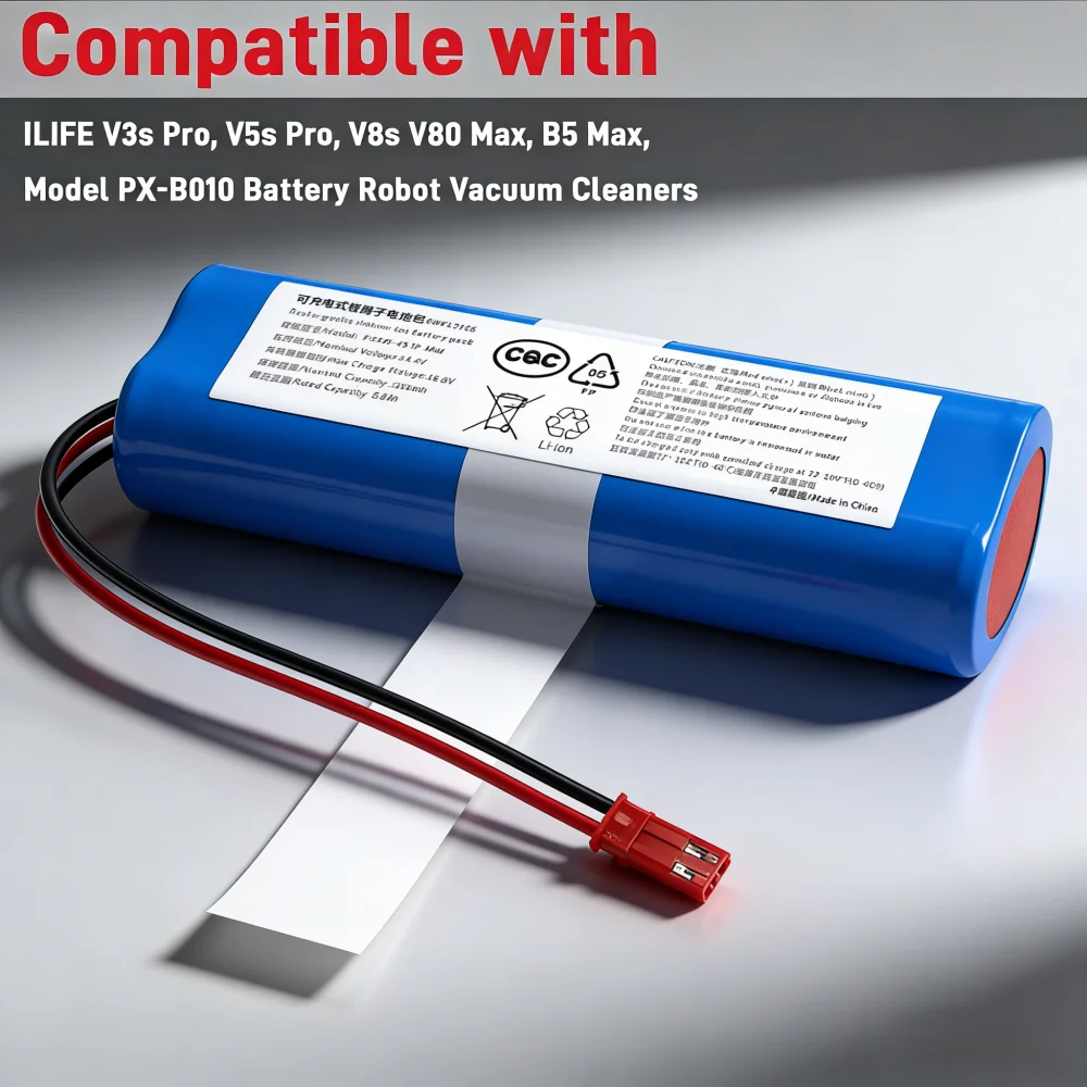 Rechargeable Battery 14.4V 2800mAh Compatible for ILIFE V3s Pro V5s Pro V8s V80 Max B5 Max Robot Vacuum Cleaner
Rechargeable Battery 14.4V 2800mAh Compatible for ILIFE V3s Pro V5s Pro V8s V80 Max B5 Max Robot Vacuum Cleaner
