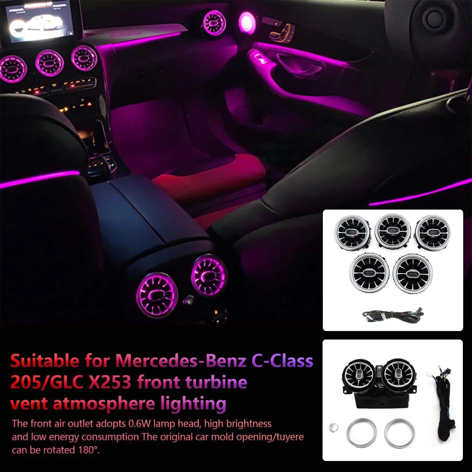 FILIPLI 3/64 Colours For Mercedes-Benz Ambient Light GLC Class Coupe W205 X253 LED Front Vents Speaker Decorative Light Retrofit
FILIPLI 3/64 Colours For Mercedes-Benz Ambient Light GLC Class Coupe W205 X253 LED Front Vents Speaker Decorative Light Retrofit