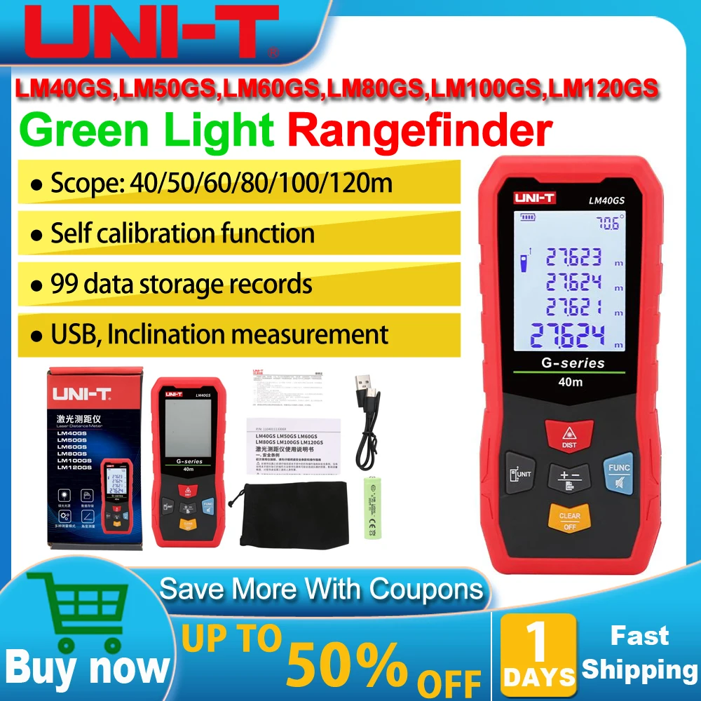 UNI-T LM40GS LM50GS LM60GS LM80GS LM100GS LM120GS Digital Rangefinder Green Laser Distance Meter Indoor & Outdoor Range Finder
UNI-T LM40GS LM50GS LM60GS LM80GS LM100GS LM120GS Digital Rangefinder Green Laser Distance Meter Indoor & Outdoor Range Finder