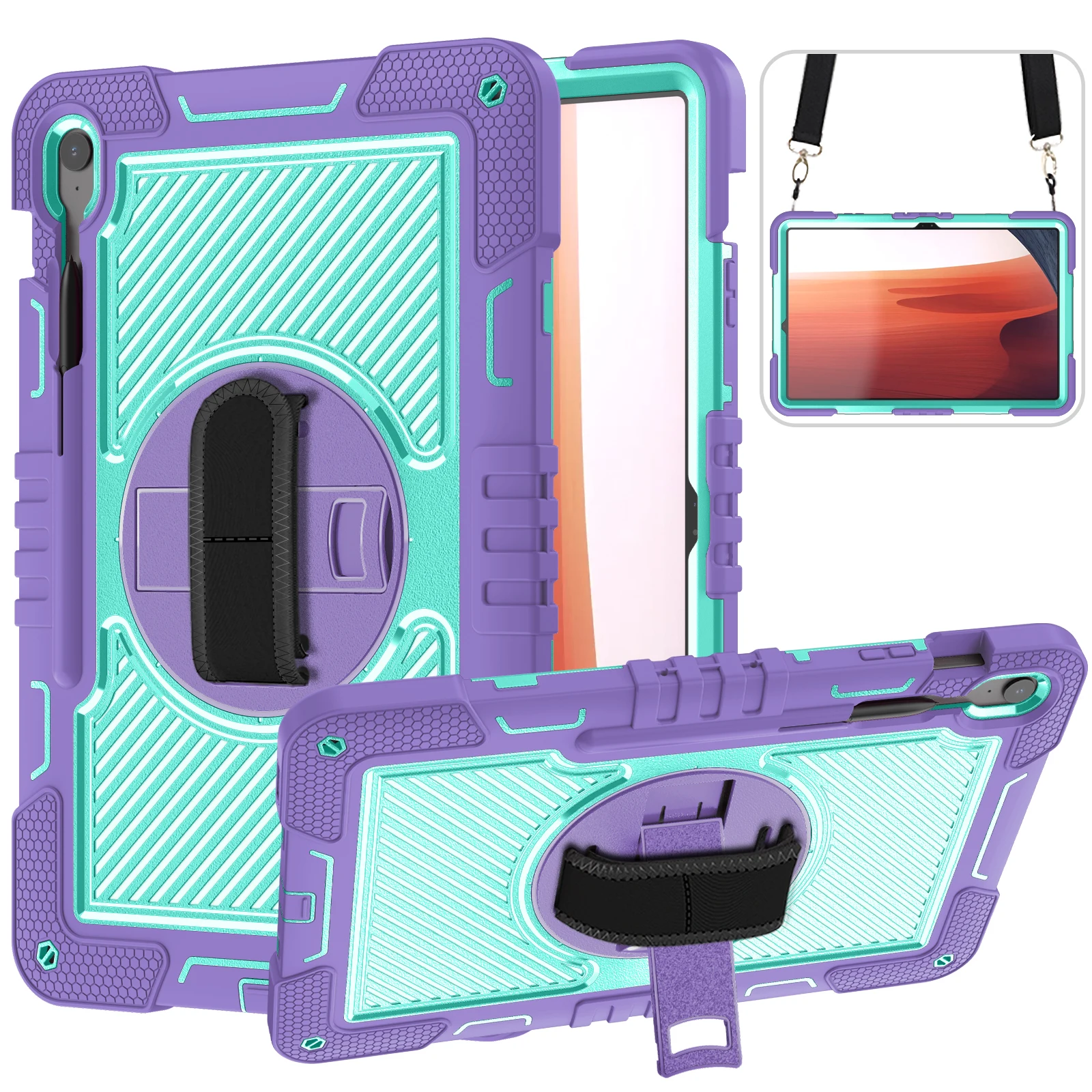 360 Rotating Stand Case For Samsung Galaxy Tab S10 FE Plus 2025 13.1" SM-X620 X626 X626B Silicone+PC Cover With Shoulder Strap
360 Rotating Stand Case For Samsung Galaxy Tab S10 FE Plus 2025 13.1" SM-X620 X626 X626B Silicone+PC Cover With Shoulder Strap