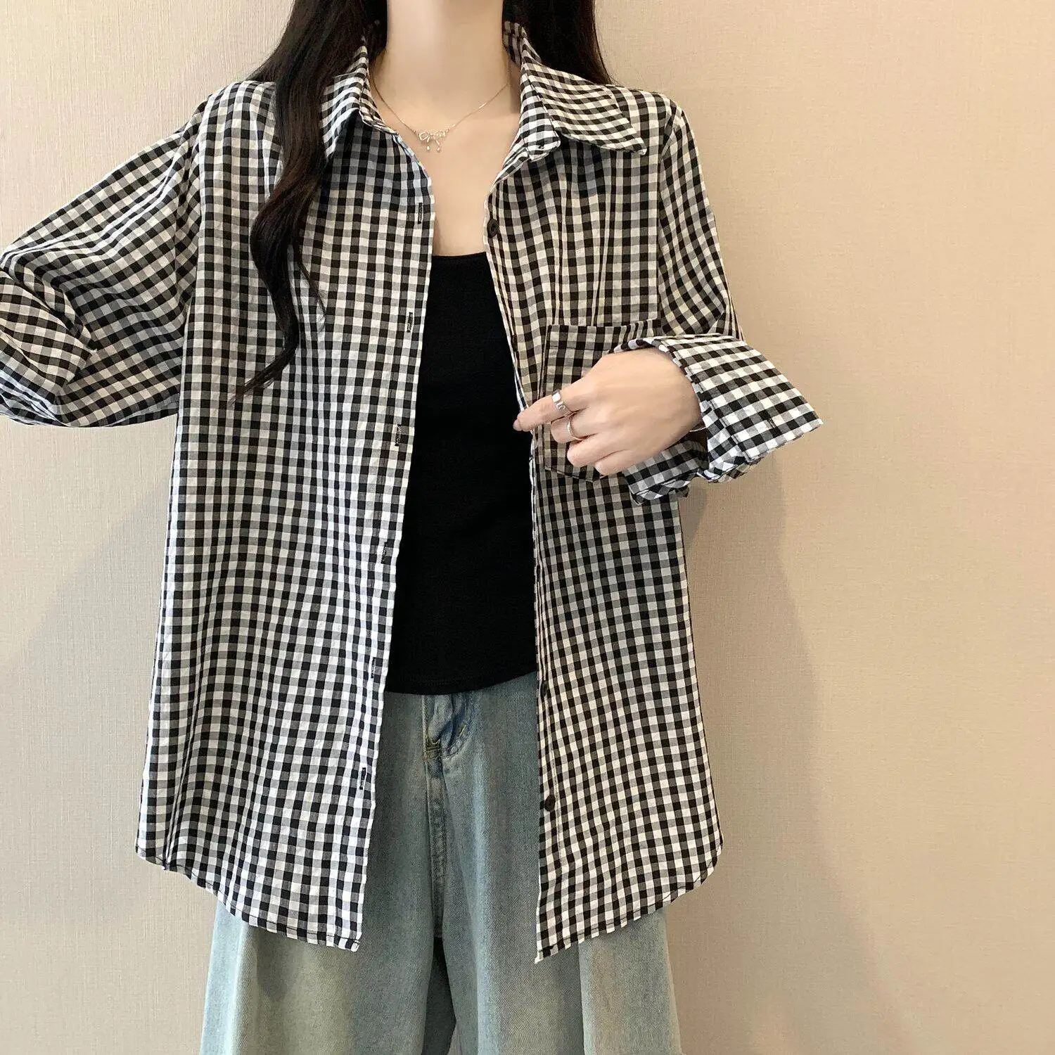 Women Tartan Shirt Long Sleeve Collared Button Up Oversized Plaid Shirt Jacket Teenage Girl Spring Summer Casual Outfit
Women Tartan Shirt Long Sleeve Collared Button Up Oversized Plaid Shirt Jacket Teenage Girl Spring Summer Casual Outfit