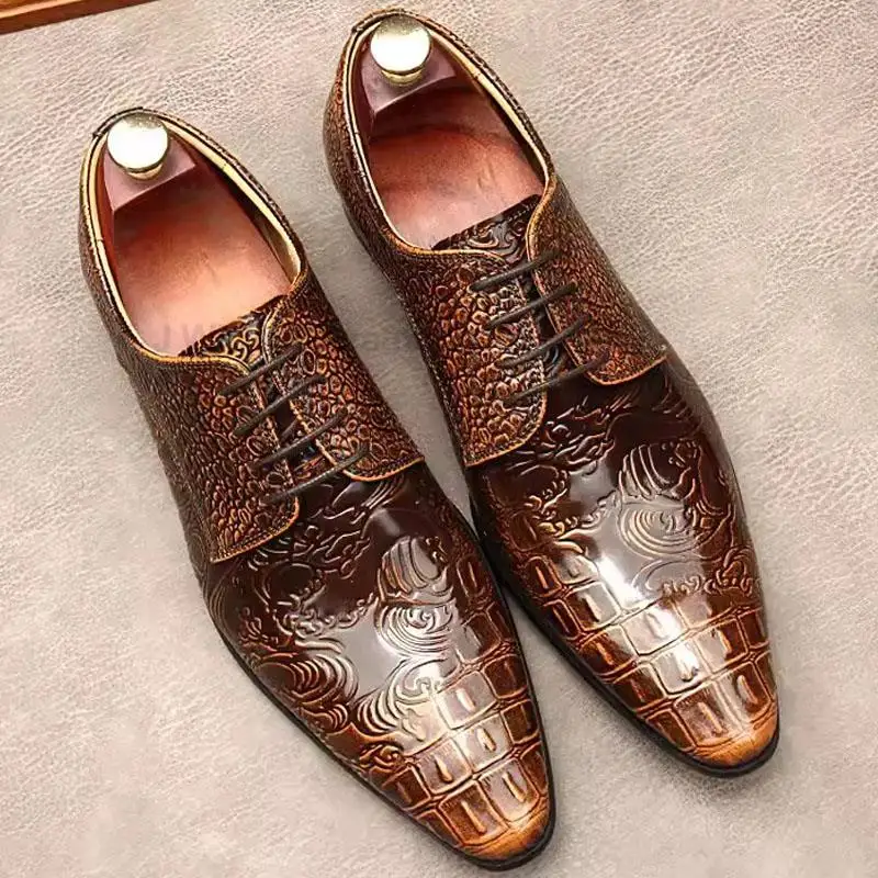 Crocodile Print Mens Dress Shoes Oxford Genuine Leather Black Brown Lace Up Pointed Toe Party Wedding Classic Derby Shoe For Men
Crocodile Print Mens Dress Shoes Oxford Genuine Leather Black Brown Lace Up Pointed Toe Party Wedding Classic Derby Shoe For Men