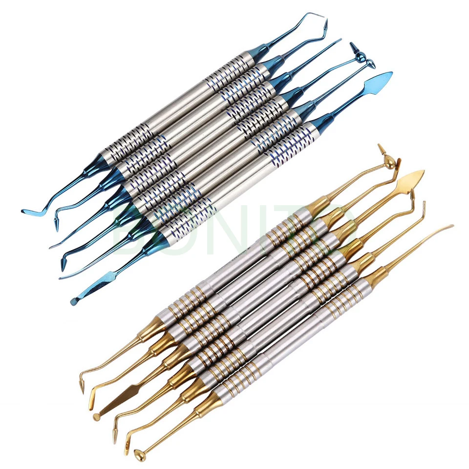 6pcs/set Dental Composite Resin Filling Spatula Gold Plated Head Resin Filler Thick Handle Dentistry Instrument
6pcs/set Dental Composite Resin Filling Spatula Gold Plated Head Resin Filler Thick Handle Dentistry Instrument