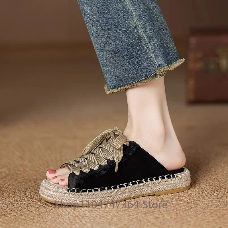 Handmade Summer Outdoor Lace Up Grass Woven Fisherman Sandals Women's Shoes Cow Suede Flat Sole Beach Fashion Slippers Female
Handmade Summer Outdoor Lace Up Grass Woven Fisherman Sandals Women's Shoes Cow Suede Flat Sole Beach Fashion Slippers Female