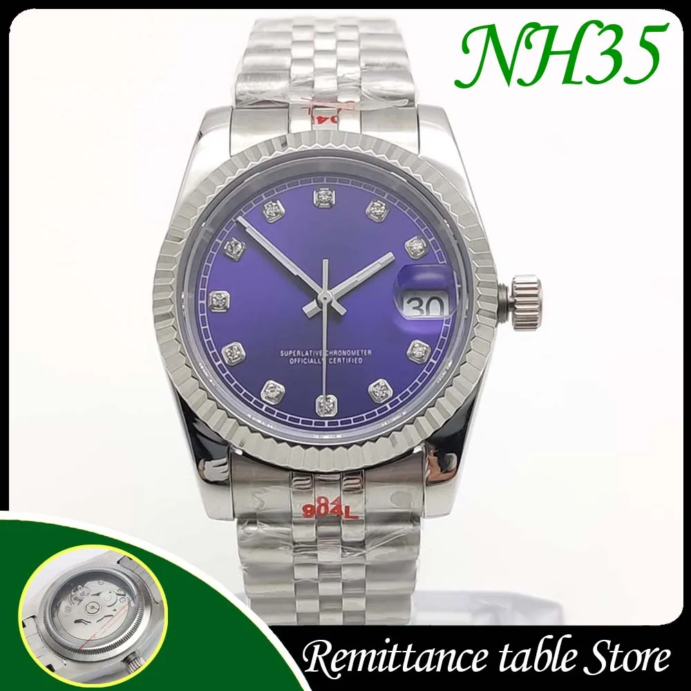 The new men's diamond sterile dial automatic mechanical NH35 watch features sapphire glass and stainless steel water resistance
The new men's diamond sterile dial automatic mechanical NH35 watch features sapphire glass and stainless steel water resistance