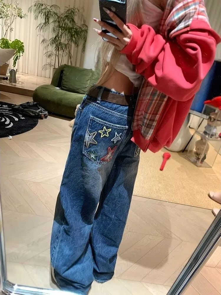 Retro American Embroidered High Street Loose Wide Leg Jeans Women's Design Sense Patchwork Trendy Brand Couple's Jeans
Retro American Embroidered High Street Loose Wide Leg Jeans Women's Design Sense Patchwork Trendy Brand Couple's Jeans