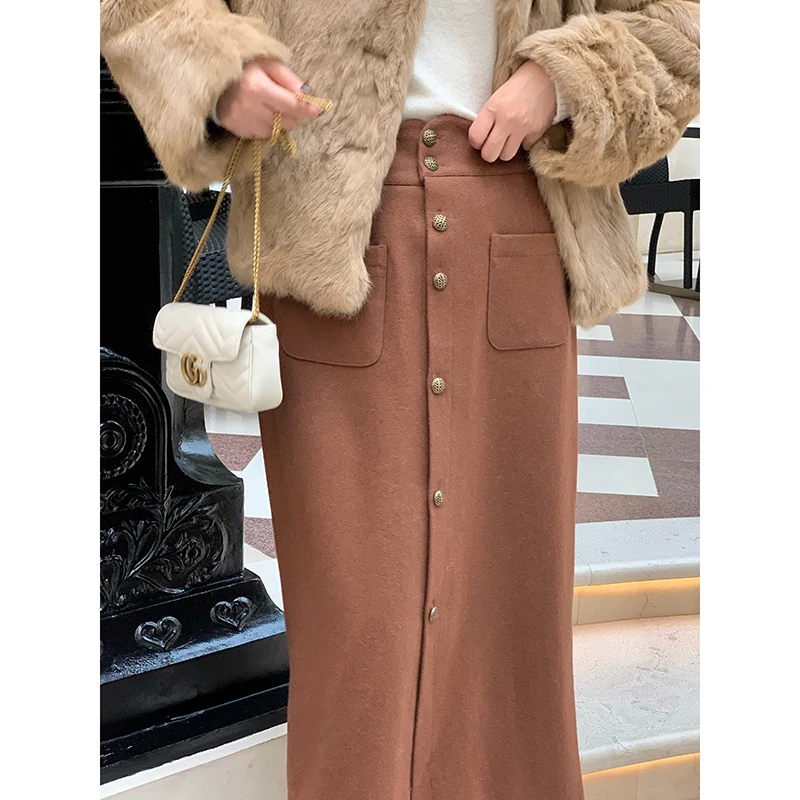 Fiing Little Flat Women's Woolen Skirt Winter Sweater Matching Vintage Straight Cut Midi Skirt Fre Sle mid Waist
Fiing Little Flat Women's Woolen Skirt Winter Sweater Matching Vintage Straight Cut Midi Skirt Fre Sle mid Waist