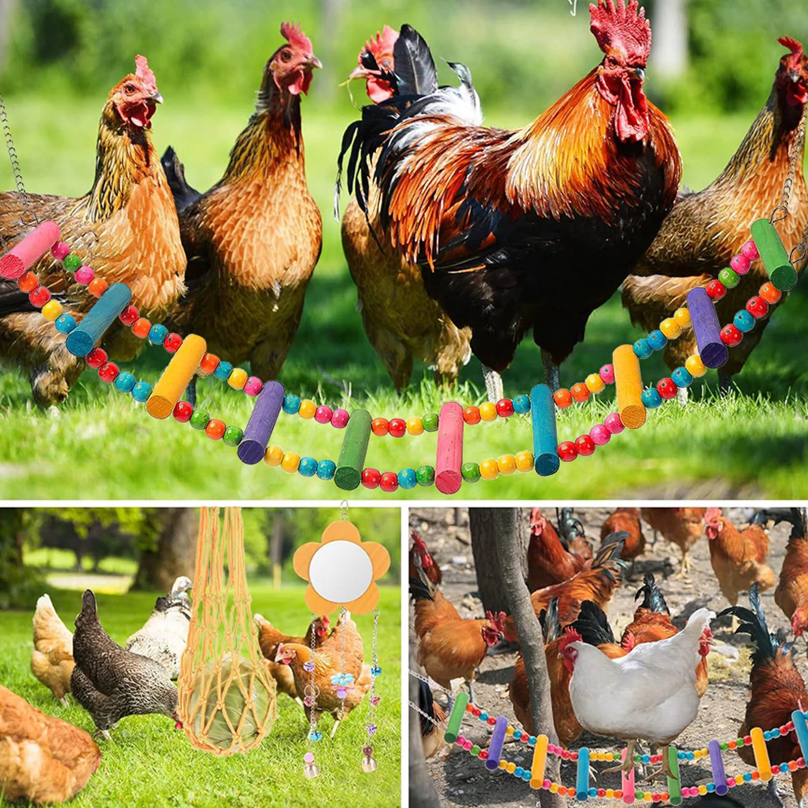 7PCS Chewing Foraging Toy with Wooden Hanging Feeder Chewing Training Toy Parrot Playing Training Toys Rooster Hen Chick Toys
7PCS Chewing Foraging Toy with Wooden Hanging Feeder Chewing Training Toy Parrot Playing Training Toys Rooster Hen Chick Toys