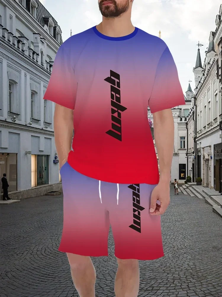 Summer Casual Loose Men's Short Sleeve T-Shirt And Shorts Set Two Pieces Outfit Polyester Fiber Youth Fashion Sportswear
Summer Casual Loose Men's Short Sleeve T-Shirt And Shorts Set Two Pieces Outfit Polyester Fiber Youth Fashion Sportswear