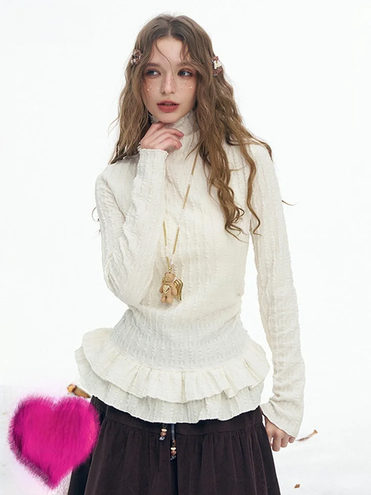 Romantic Confion Double Layer Lace High Collar Long Sve Women's Base irt Winter Inner Wear T-irt Elf Sa Brand
Romantic Confion Double Layer Lace High Collar Long Sve Women's Base irt Winter Inner Wear T-irt Elf Sa Brand