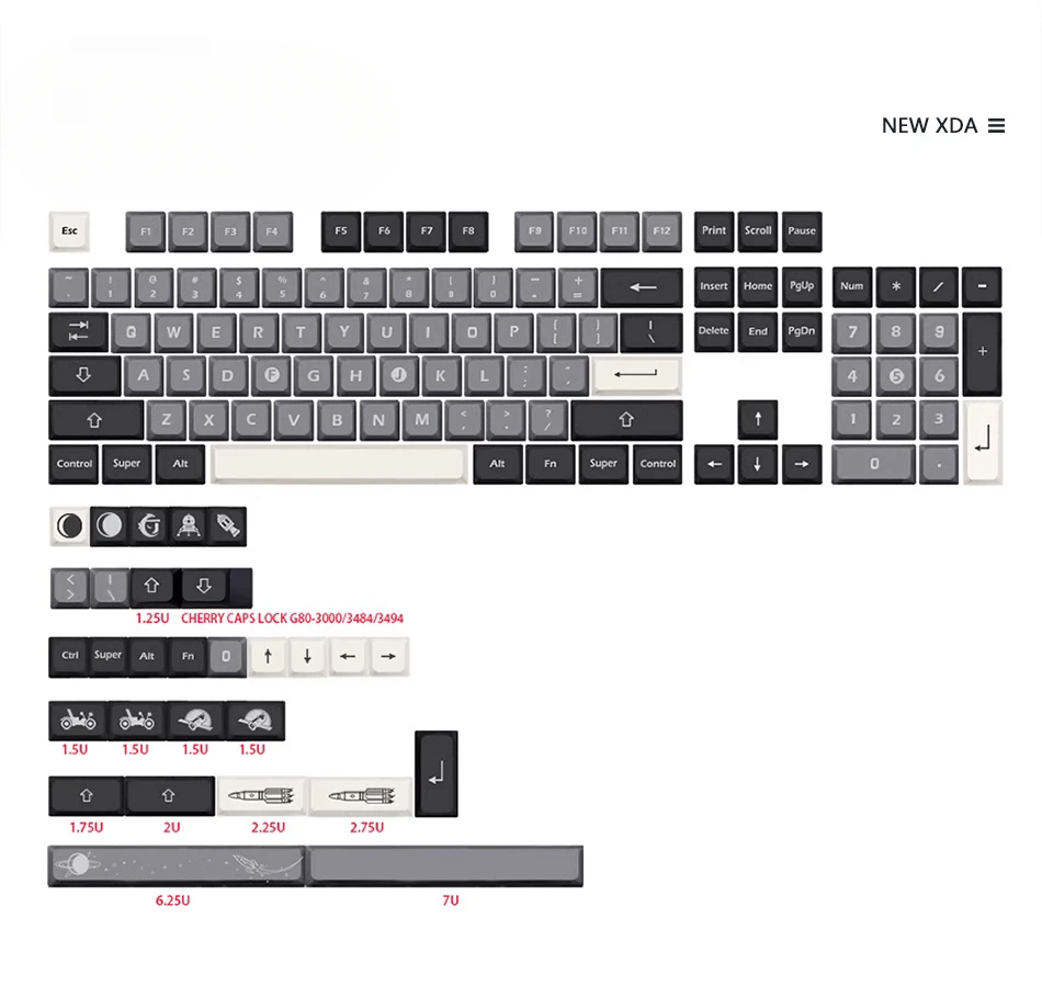 XDA Apollo, keycap PBT five-sided sublimation 133 keys for 61/64/68/87, etc
XDA Apollo, keycap PBT five-sided sublimation 133 keys for 61/64/68/87, etc