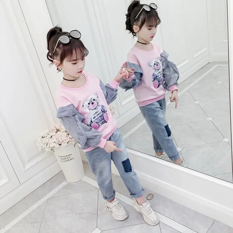 Girls' 2025 New Autumn Long Sleeve Striped Printed Crewneck Sweatshirt - Mid-Big Kids Korean Style Base Layer Top
Girls' 2025 New Autumn Long Sleeve Striped Printed Crewneck Sweatshirt - Mid-Big Kids Korean Style Base Layer Top