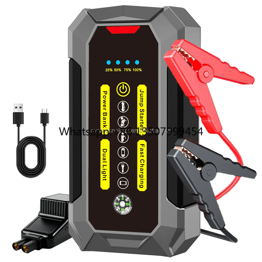 New Arrivals Portable Car Emergency 12V 1000A Jump Starter Power Bank 22200mAh with LED Lighting & Compass
New Arrivals Portable Car Emergency 12V 1000A Jump Starter Power Bank 22200mAh with LED Lighting & Compass