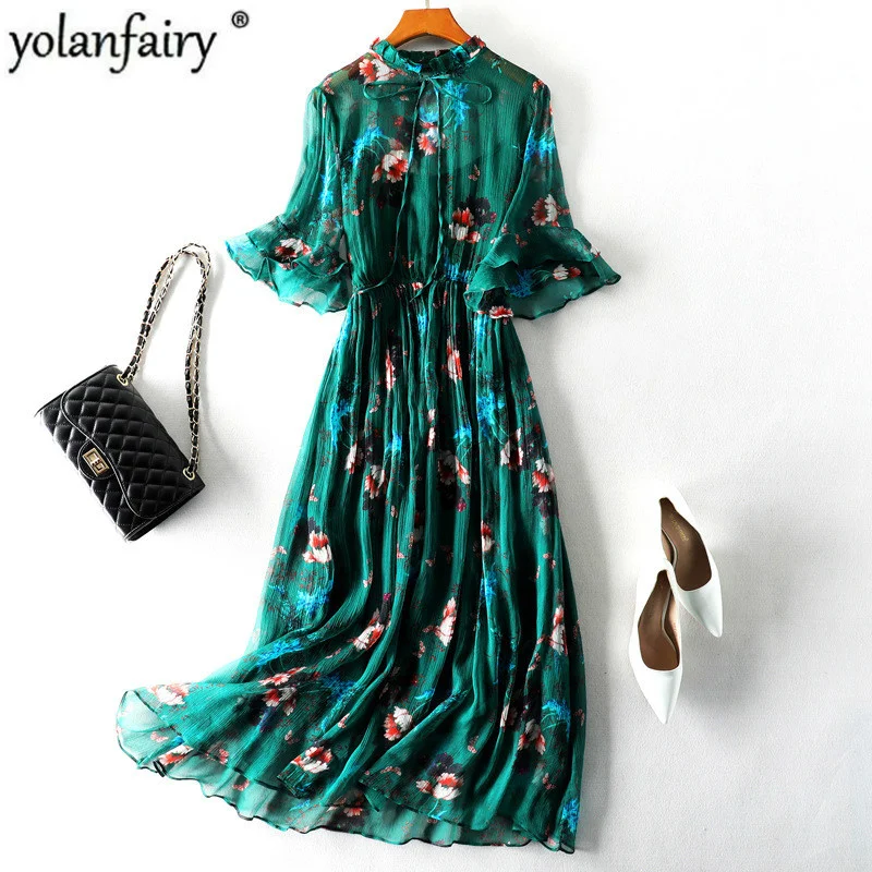 Silk 100% Real Summer Dress Vintage Elegant Floral Dresses Women Green Long Dress Slim Two-Peice Set Vestidos 98006
Silk 100% Real Summer Dress Vintage Elegant Floral Dresses Women Green Long Dress Slim Two-Peice Set Vestidos 98006