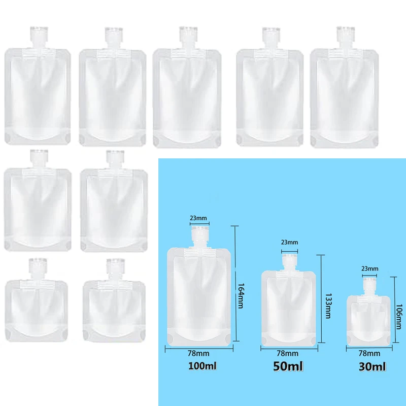 Empty Travel Size Stand Up Bags 100Pcs 30ml-100ml Squeeze Pouch Mini Cosmetic Containers For Toiletry Lotion Shampoo Shower Gel
Empty Travel Size Stand Up Bags 100Pcs 30ml-100ml Squeeze Pouch Mini Cosmetic Containers For Toiletry Lotion Shampoo Shower Gel