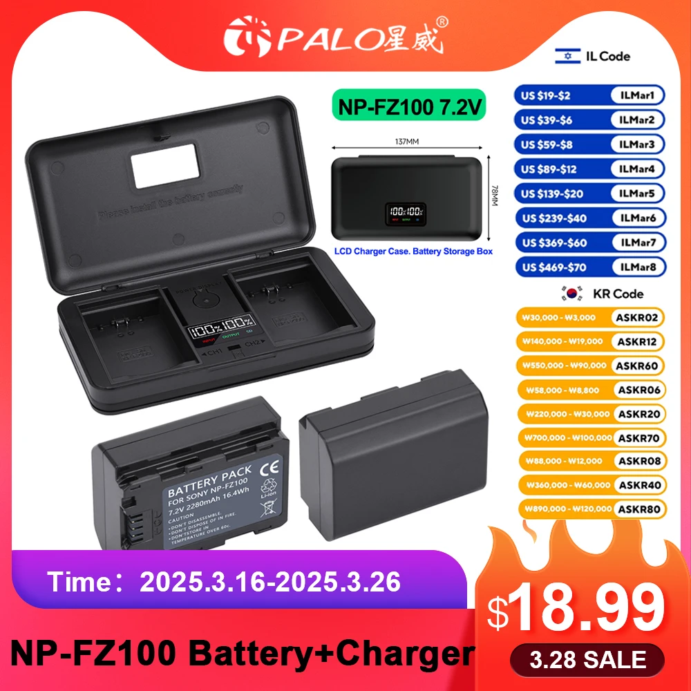NP-FZ100 NPFZ100 NP FZ100 Battery with LCD Charger Case for Sony BC-QZ1 Alpha A7III A7R III A9 A6600 a7 IV a7R IV A6700 A7M4
NP-FZ100 NPFZ100 NP FZ100 Battery with LCD Charger Case for Sony BC-QZ1 Alpha A7III A7R III A9 A6600 a7 IV a7R IV A6700 A7M4