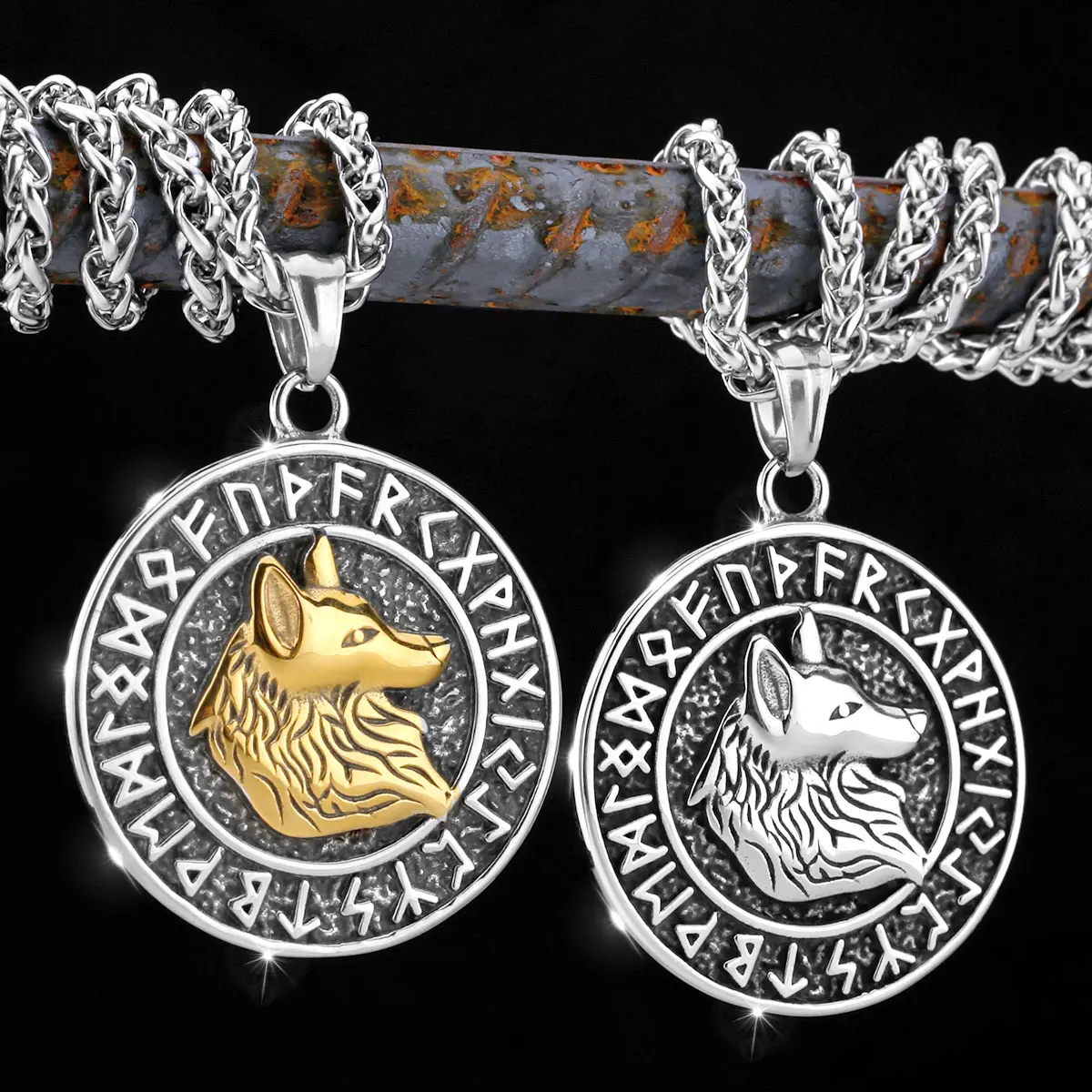 Nordic Vintage Viking Wolf Pendant Rune Necklace Punk Street Rock Men's Stainless Steel Odin Wolf Head Necklace Fashion Jewelry
Nordic Vintage Viking Wolf Pendant Rune Necklace Punk Street Rock Men's Stainless Steel Odin Wolf Head Necklace Fashion Jewelry