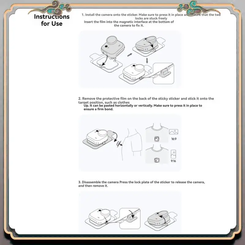 A46M-Adhesive Base For GO Ultra Stickers Snap-On Design Securely Fixing Single Camera For Shooting