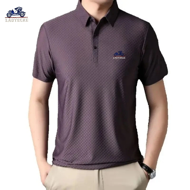 New men's embroidered high-quality silk small square short sleeved polo shirt for summer fashion and leisure, silky smooth and r
New men's embroidered high-quality silk small square short sleeved polo shirt for summer fashion and leisure, silky smooth and r