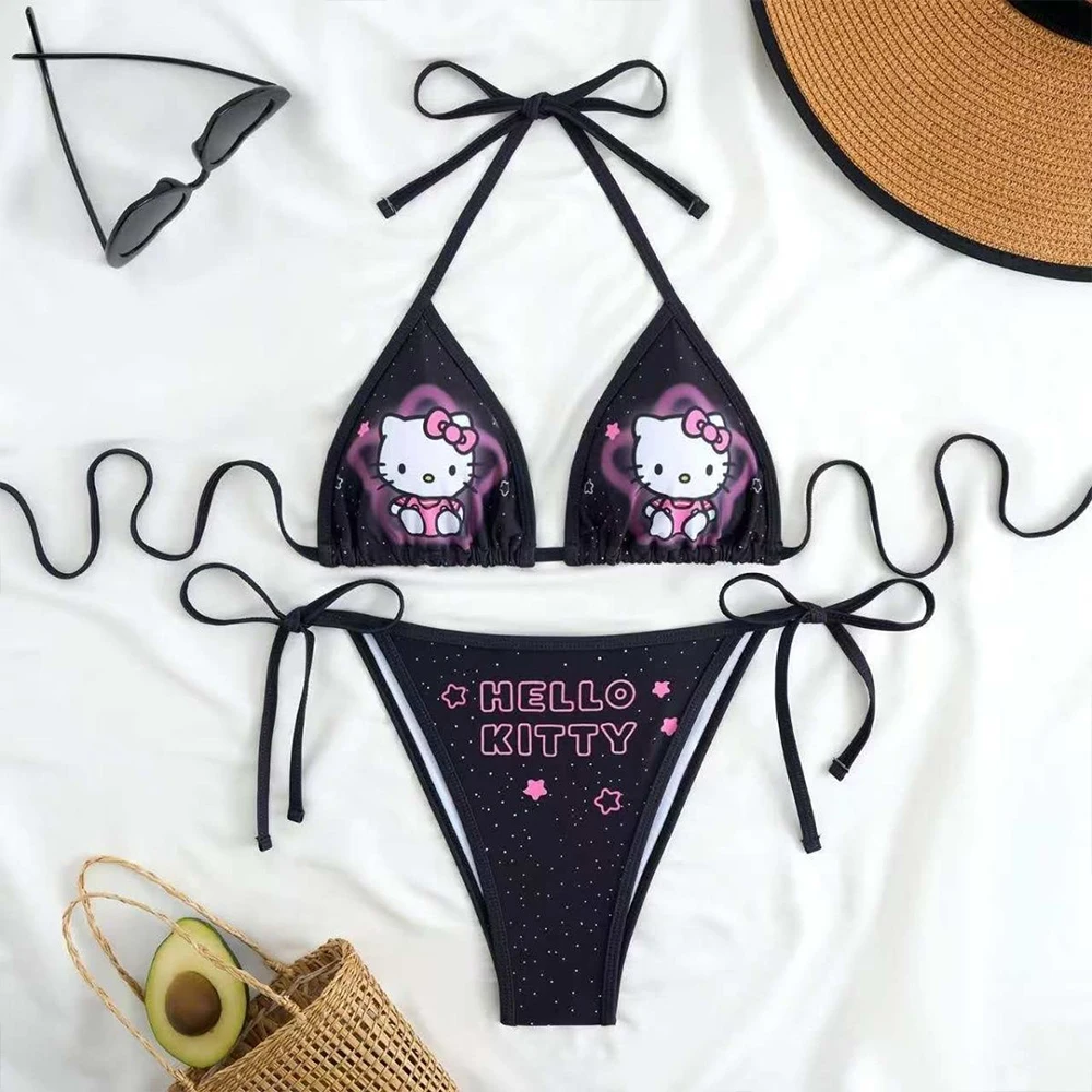 Sanrio Kawaii Hello Kitty Strap Bikini Set Y2K Black Star Printed Strap Swimsuit Summer Cute Anime Swimsuit New Model 2025
Sanrio Kawaii Hello Kitty Strap Bikini Set Y2K Black Star Printed Strap Swimsuit Summer Cute Anime Swimsuit New Model 2025