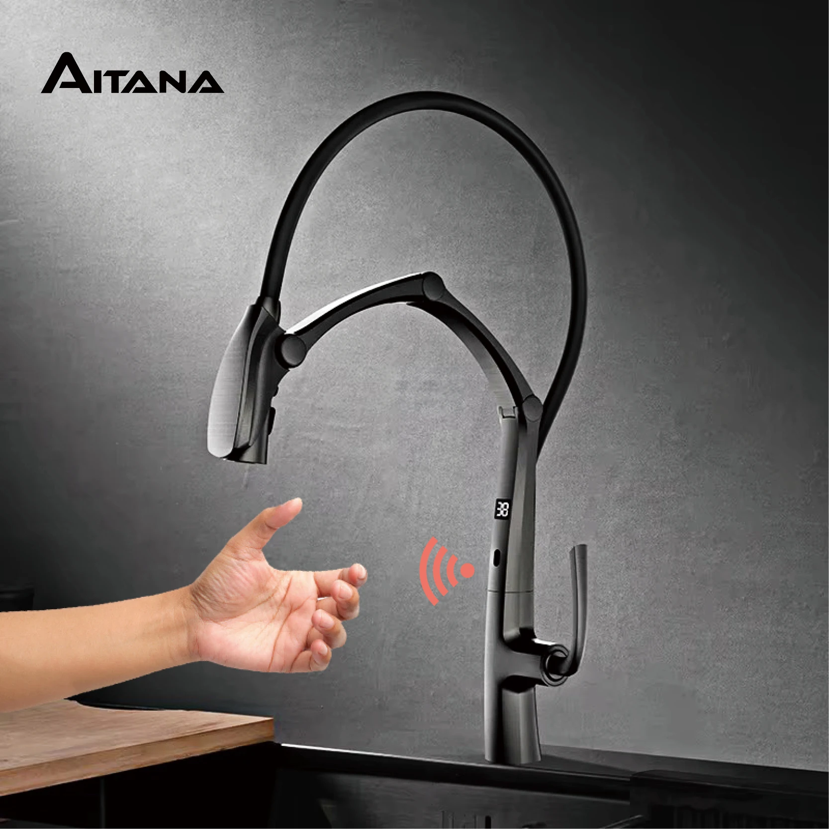 AITANA Gun Grey Luxury Brass LED Display Kitchen Faucet,Touchless Sensor,Pull-Out 3-Function Spray Water-Saving SinK Mixer
AITANA Gun Grey Luxury Brass LED Display Kitchen Faucet,Touchless Sensor,Pull-Out 3-Function Spray Water-Saving SinK Mixer