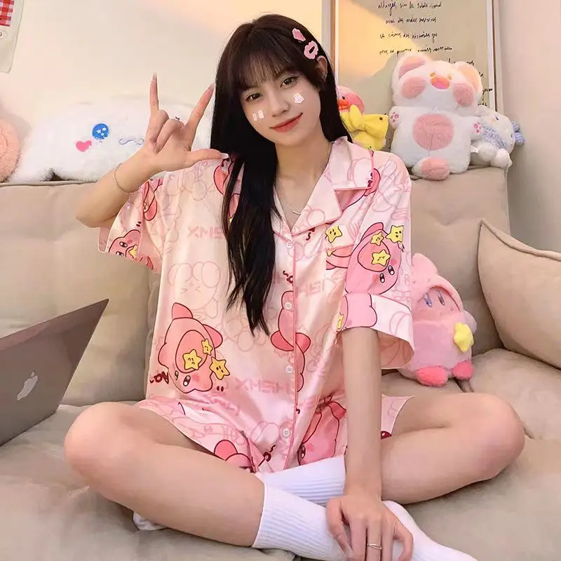 Kirby Pajamas Cute Cartoon Cardigan Stripe T-shirt and Shorts Summer New Fashion Exquisite Versatile Thin Version Homewear Suit
Kirby Pajamas Cute Cartoon Cardigan Stripe T-shirt and Shorts Summer New Fashion Exquisite Versatile Thin Version Homewear Suit