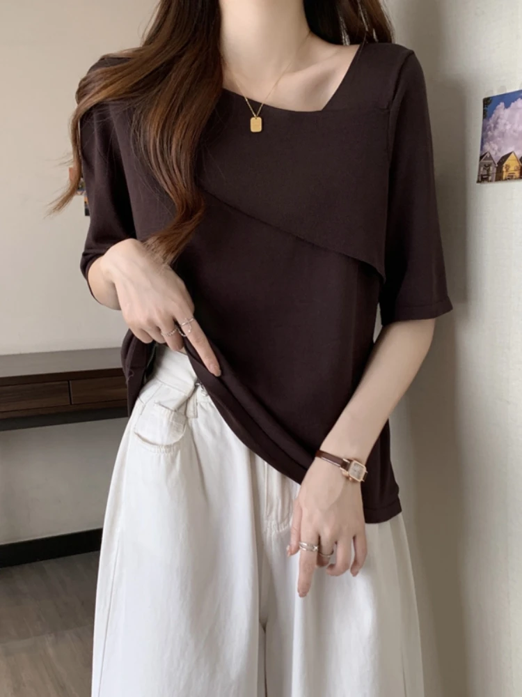Elegant Ice Silk Short Sleeve T-Shirt Women's Summer Fashion plus Size Slimming Base Layer Top Korean Style Loose Fit
Elegant Ice Silk Short Sleeve T-Shirt Women's Summer Fashion plus Size Slimming Base Layer Top Korean Style Loose Fit