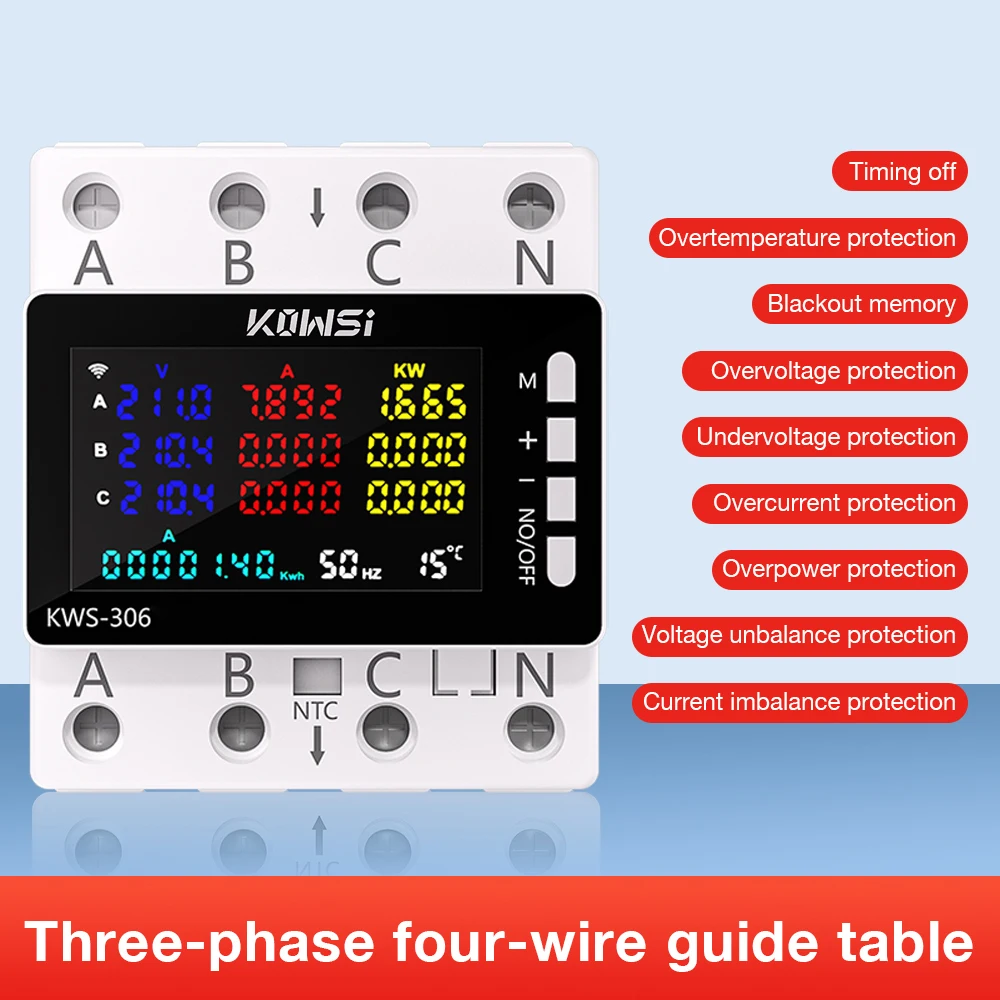 Tuya Wifi Power Energy Meter Color Screen 3 Phase 4wire Rail Meter AC Monitor KWh Tester Voltage Current Protection Relay Switch
Tuya Wifi Power Energy Meter Color Screen 3 Phase 4wire Rail Meter AC Monitor KWh Tester Voltage Current Protection Relay Switch
