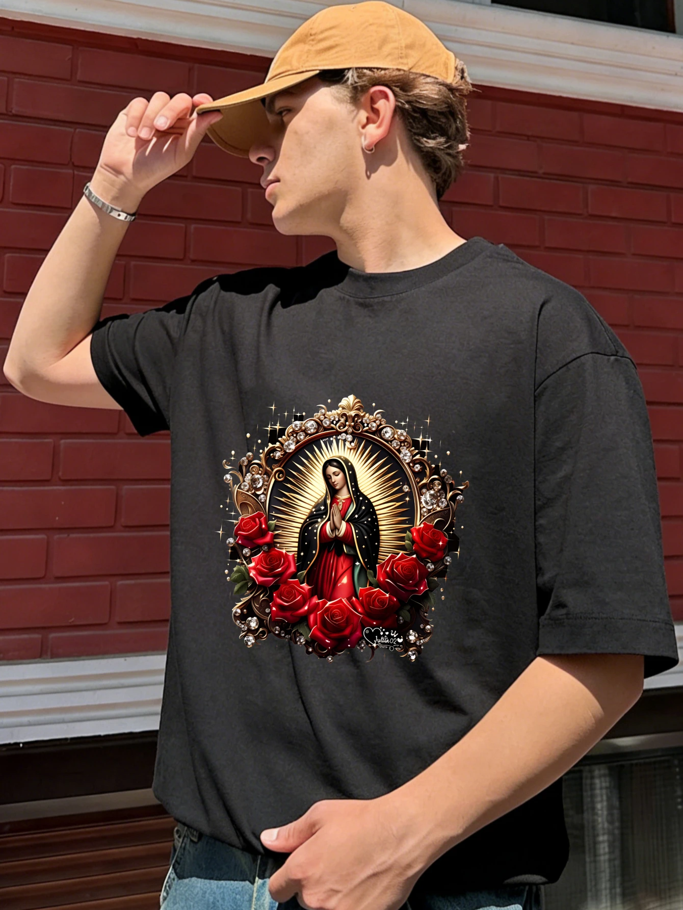 Mens Oversized Cotton T Shirt with Virgin Mary Graphic Print - Short Sleeve Summer Casual Tee for Men, Gift for Him
Mens Oversized Cotton T Shirt with Virgin Mary Graphic Print - Short Sleeve Summer Casual Tee for Men, Gift for Him