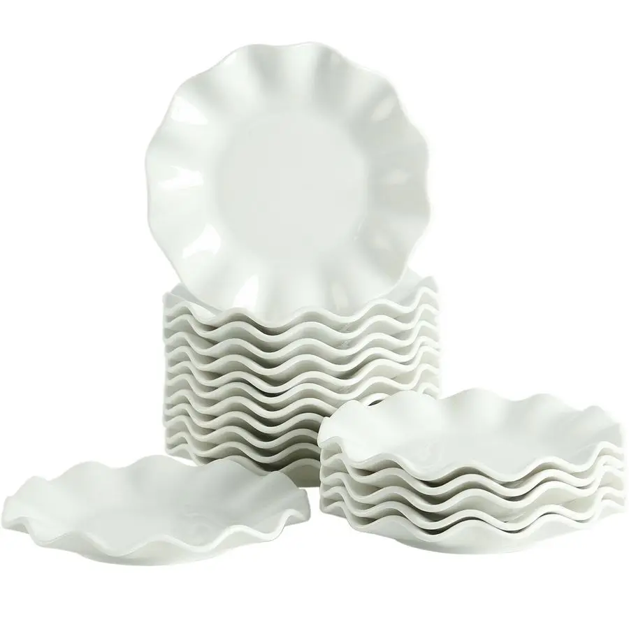 Набор 6-дюймовых керамических тарелок для десертов, 18 шт., маленькие тарелки для салата, фарфоровые тарелки с волнистой оправой, мини-тарелки для закусок для торта Wa
Набор 6-дюймовых керамических тарелок для десертов, 18 шт., маленькие тарелки для салата, фарфоровые тарелки с волнистой оправой, мини-тарелки для закусок для торта Wa