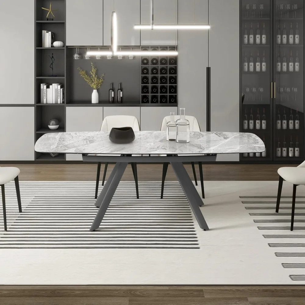 Extendable Dining Table for 6-8 Seat, 55.1'' to 82.7'' Sintered Stone Oval Kitchen Table, Modern Dining Room Table with Rounded
Extendable Dining Table for 6-8 Seat, 55.1'' to 82.7'' Sintered Stone Oval Kitchen Table, Modern Dining Room Table with Rounded