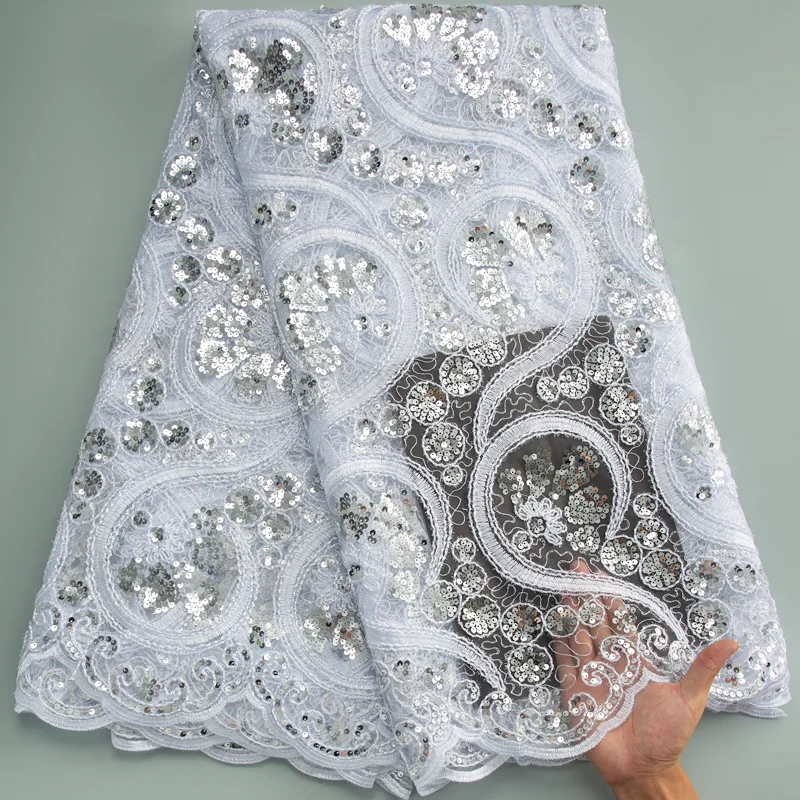 White Sequence 2024 African Mesh Tulle Lace Fabric High Quality Sequined Lace French Bridal Dress Fabric for Women Wedding A3566
White Sequence 2024 African Mesh Tulle Lace Fabric High Quality Sequined Lace French Bridal Dress Fabric for Women Wedding A3566