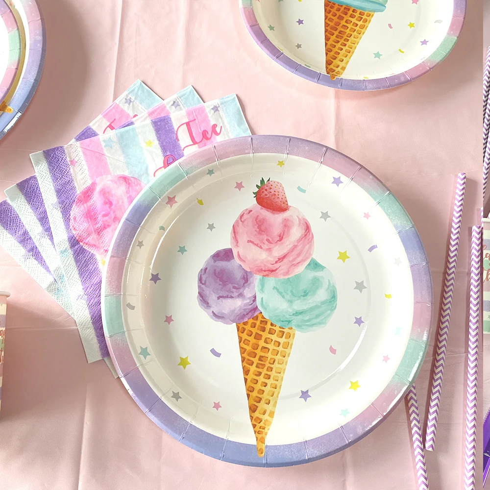 Ice Cream Cartoon Summer Party Disposable Tableware Paper Plates Cups Decor Baby Shower Birthday Supplies
Ice Cream Cartoon Summer Party Disposable Tableware Paper Plates Cups Decor Baby Shower Birthday Supplies
