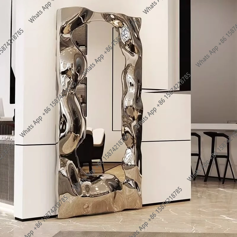 Art light luxury electroplated mirror fiberglass silver full-body wall decoration floor-to-ceiling entrance dressing mirror
Art light luxury electroplated mirror fiberglass silver full-body wall decoration floor-to-ceiling entrance dressing mirror
