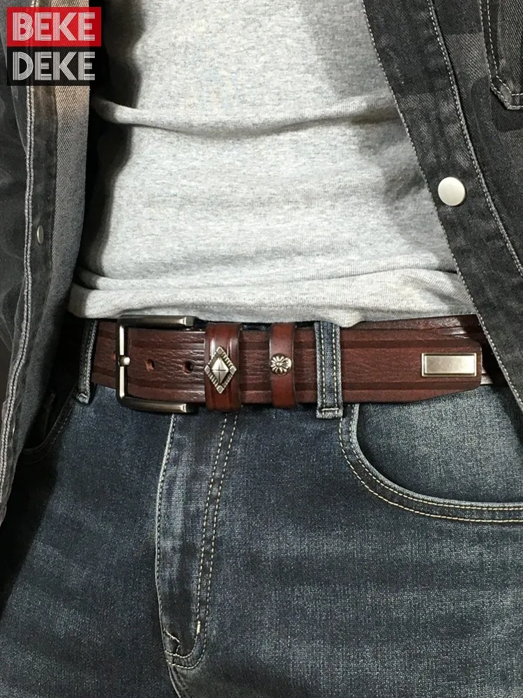Mens Cowhide Genuine Leather Belt Pin Buckle Strap For Jeans Handmade Vintage Rivets Waistband Casual Belts
Mens Cowhide Genuine Leather Belt Pin Buckle Strap For Jeans Handmade Vintage Rivets Waistband Casual Belts
