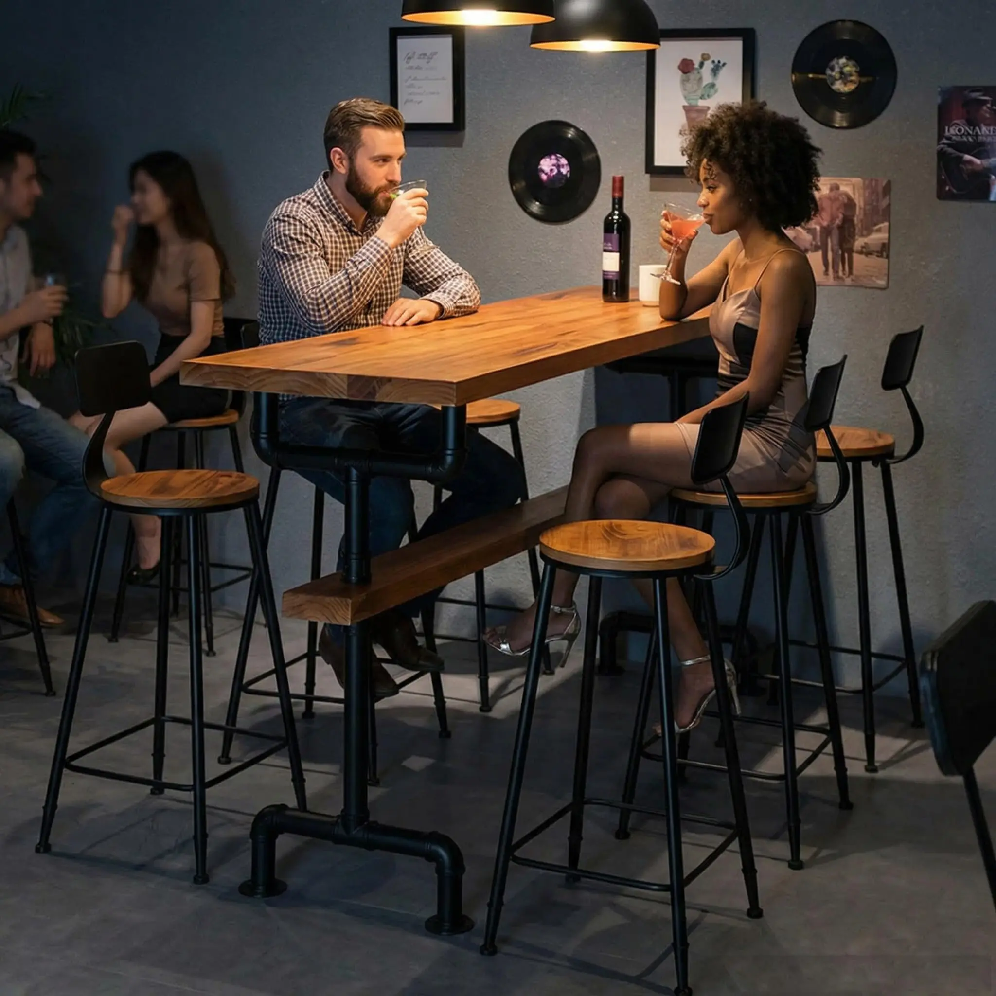39.3 Inch Solid Wood Bar Table Industrial Counter Height Pub Table With Thick Top Metal Legs For Kitchen Living Room
39.3 Inch Solid Wood Bar Table Industrial Counter Height Pub Table With Thick Top Metal Legs For Kitchen Living Room