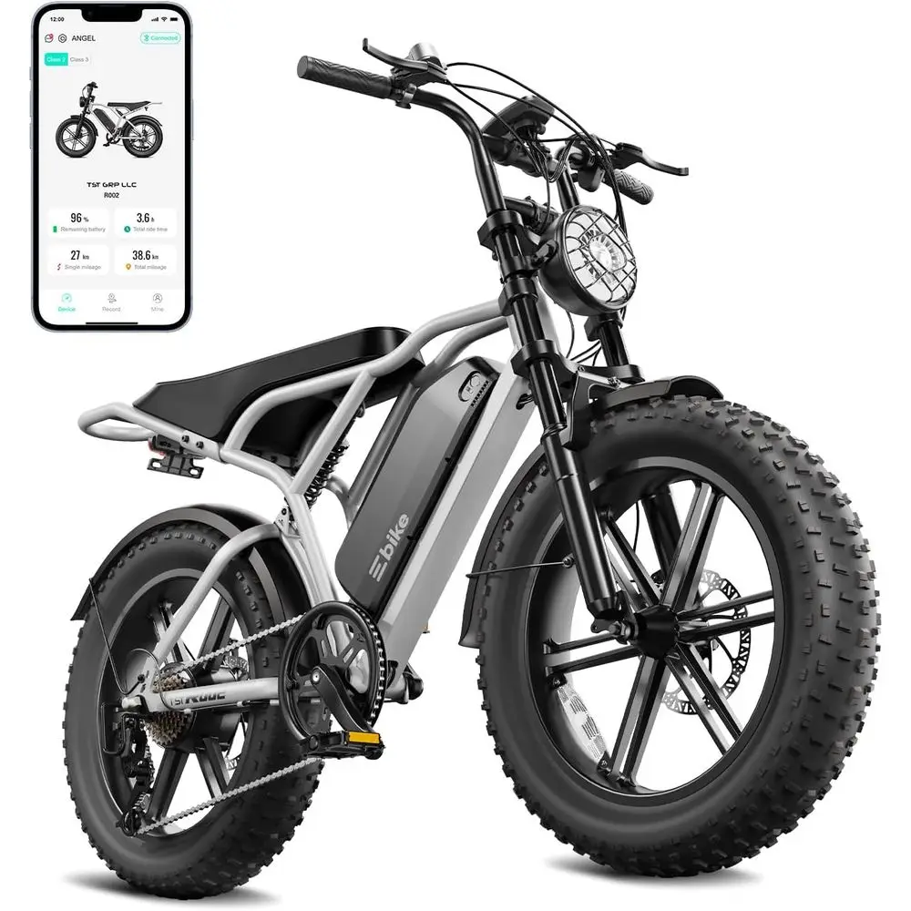1500W Peak 28MPH 60-Mile Range 48V 15Ah Removable Battery 20 Dual Suspension 7-Speed Adult Electric Dirt Bike, White
1500W Peak 28MPH 60-Mile Range 48V 15Ah Removable Battery 20 Dual Suspension 7-Speed Adult Electric Dirt Bike, White