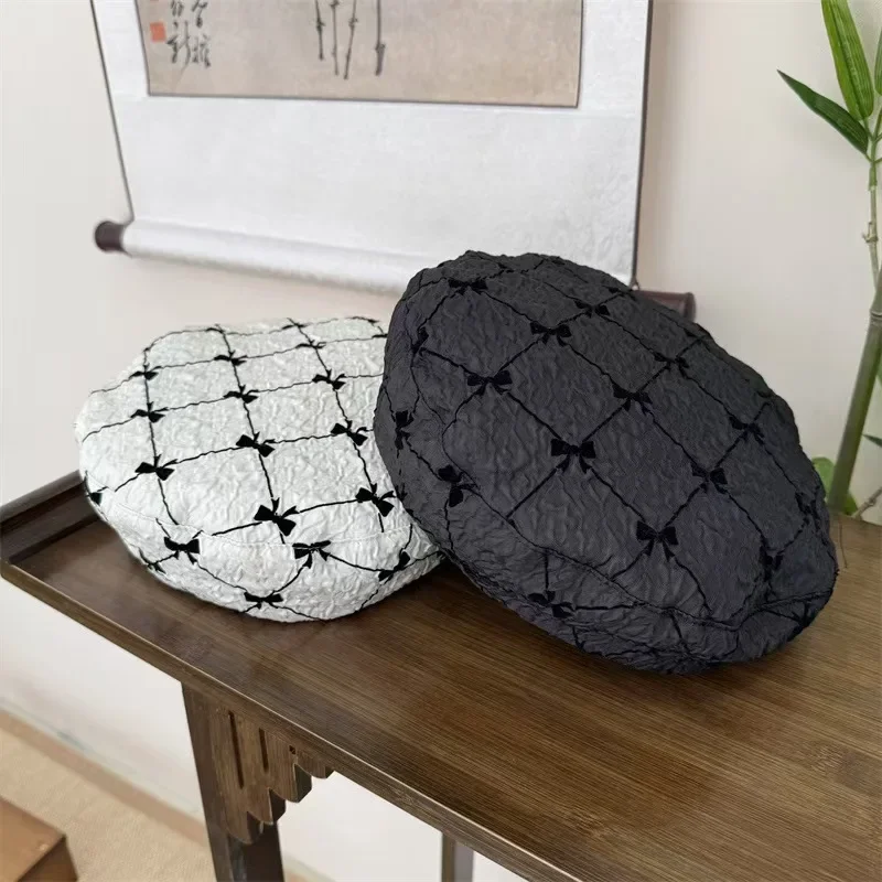 Women Cute Bow Jacquard Berets for Women Spring and Summer Thin Chiffon Seersucker Versatile Sweet Painter Hats
Women Cute Bow Jacquard Berets for Women Spring and Summer Thin Chiffon Seersucker Versatile Sweet Painter Hats
