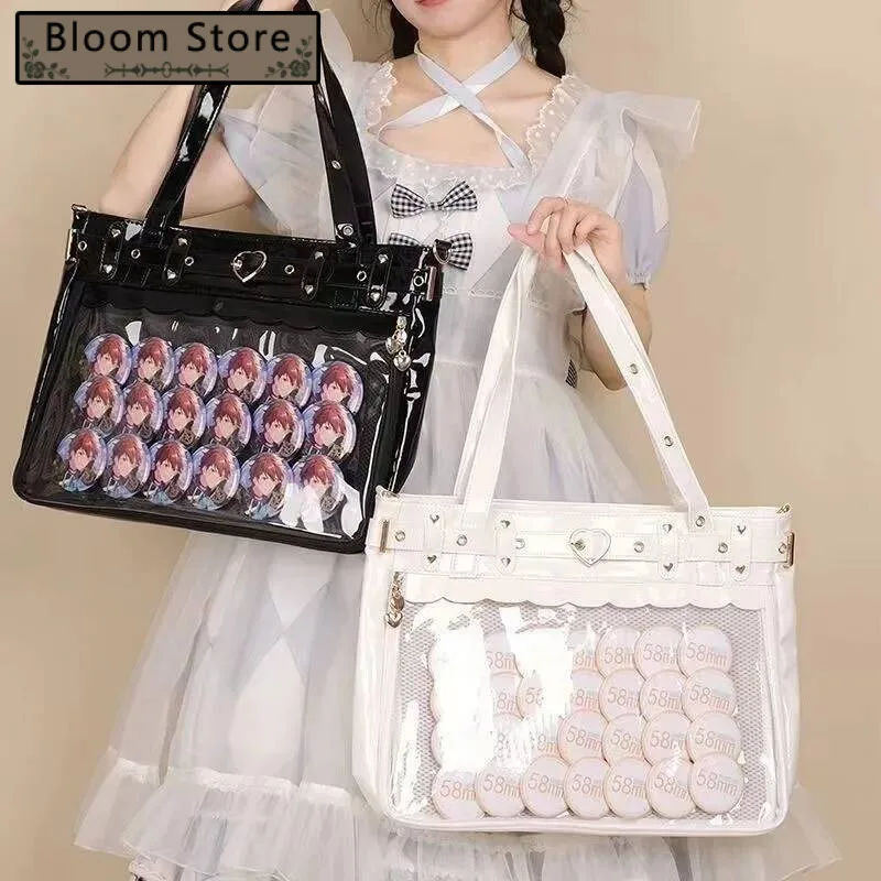Bloom Japanese Haruku Studded Handbag Women Transparent Anime Ita Ladies Square Large Capacity Leather Shoulder Bag 2025
Bloom Japanese Haruku Studded Handbag Women Transparent Anime Ita Ladies Square Large Capacity Leather Shoulder Bag 2025