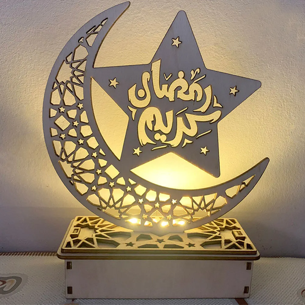 Eid Mubarak Decorations For Table, Eid Crafts Night Light Lamp Decorations, 3D Handmade Wooden Moon
Eid Mubarak Decorations For Table, Eid Crafts Night Light Lamp Decorations, 3D Handmade Wooden Moon