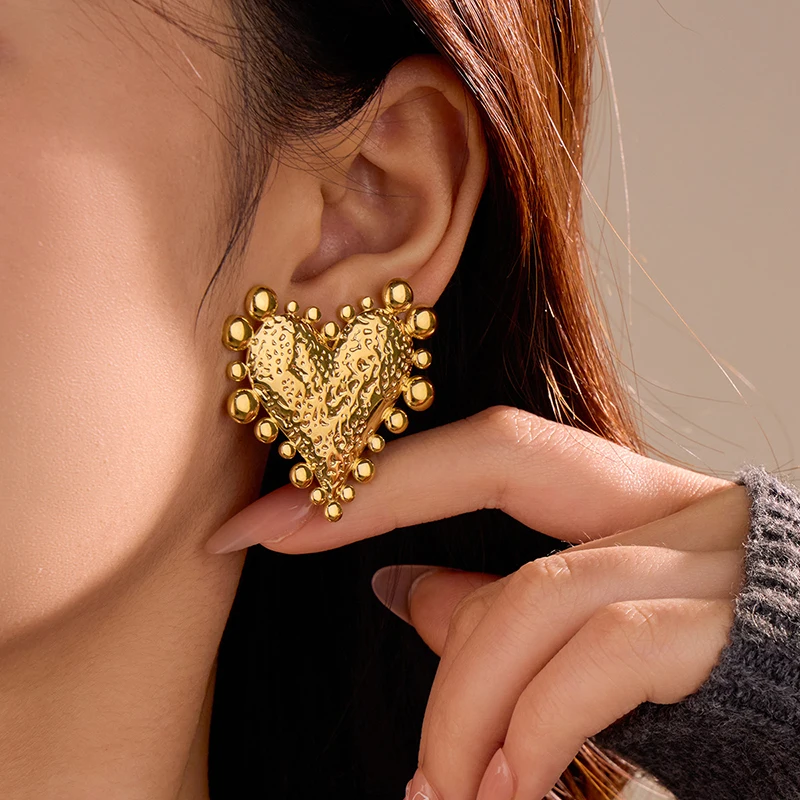 SENYU 18K Gold Plated Stainless Steel Big Heart Stud Earrings Fashion Women Earrings Romantic Wedding Jewelry Gifts for Party
SENYU 18K Gold Plated Stainless Steel Big Heart Stud Earrings Fashion Women Earrings Romantic Wedding Jewelry Gifts for Party